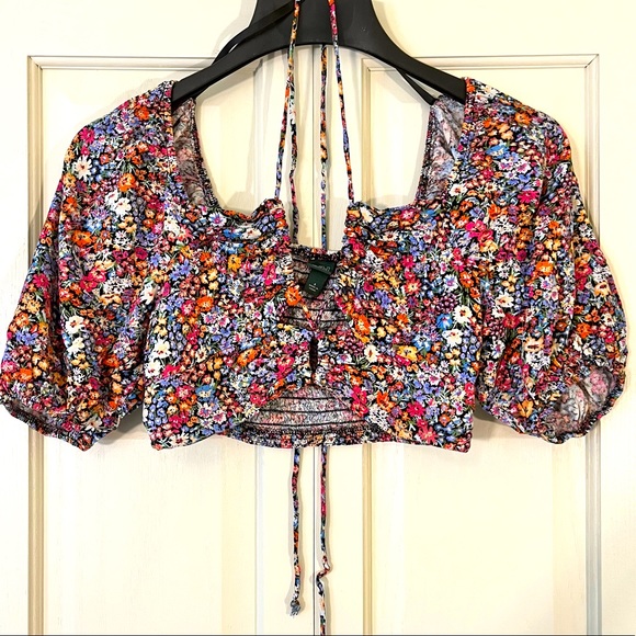 Wild Fable Puff Sleeve Crop Top, Size Small - Picture 2 of 6